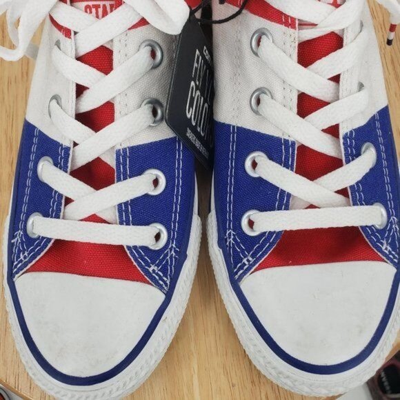 CONVERSE All Star Ox Sneakers Fly Your Colors America RWB Wide Stripe M4 W6 NWT - Picture 6 of 12